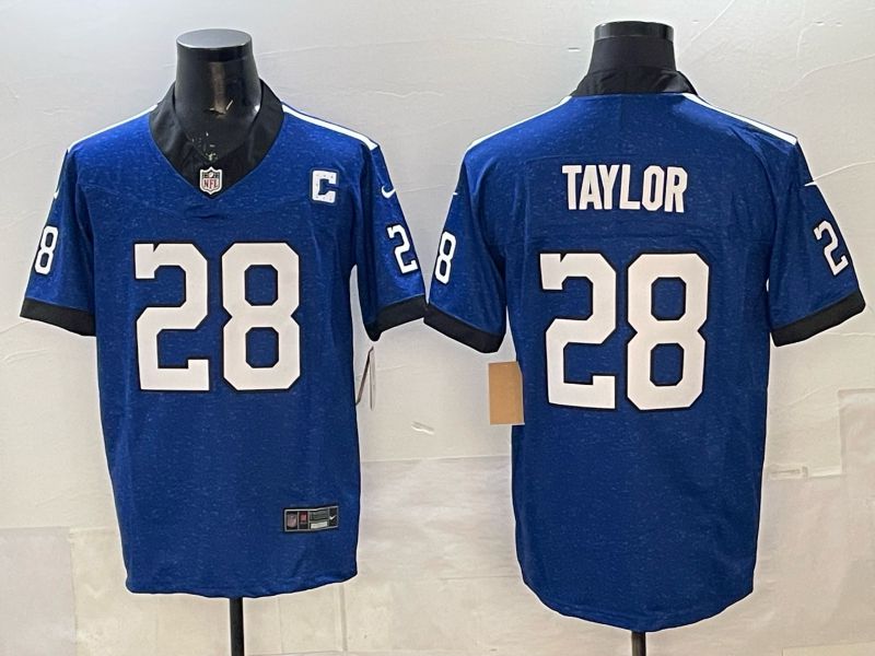 Men 2025 Nike Indianapolis Colts #28 Taylor blue Throwback 3th generation Limited NFL Jersey 01